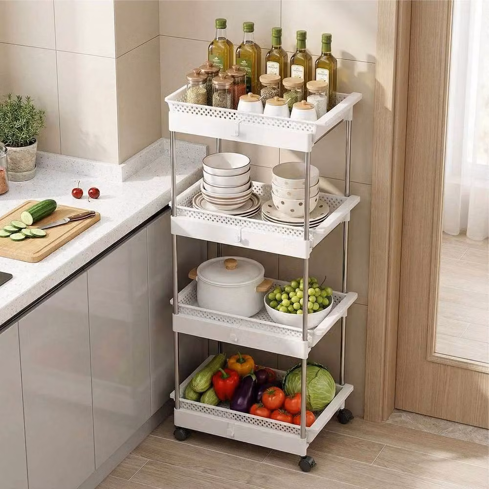 KORVIXA 4 Tier Storage Trolley Cart in White – 2