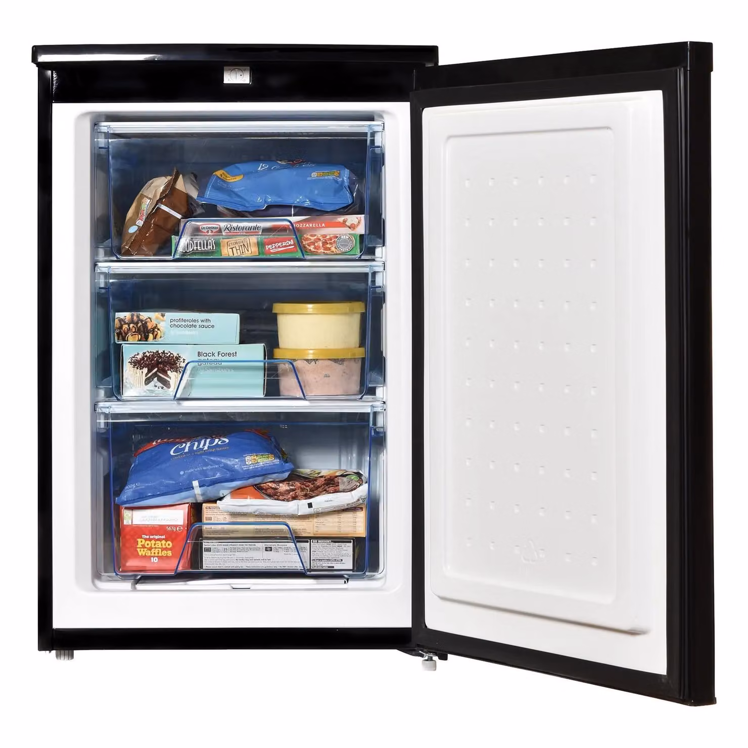 Statesman Black Upright Under Counter Freezer with Reversible Door, H 86.0 cm x W 55.3 cm x D 57.4 cm – 2