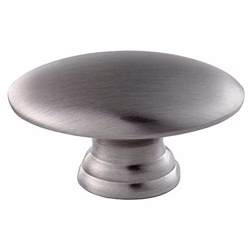 Loops 2 Pack Oval Cabinet Door Knobs on Tiered Oval Stem in Brushed Silver – 2