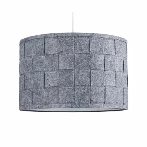 MiniSun Large Modern Weave Drum Ceiling Pendant Light Shade in Grey Felt Finish – 1