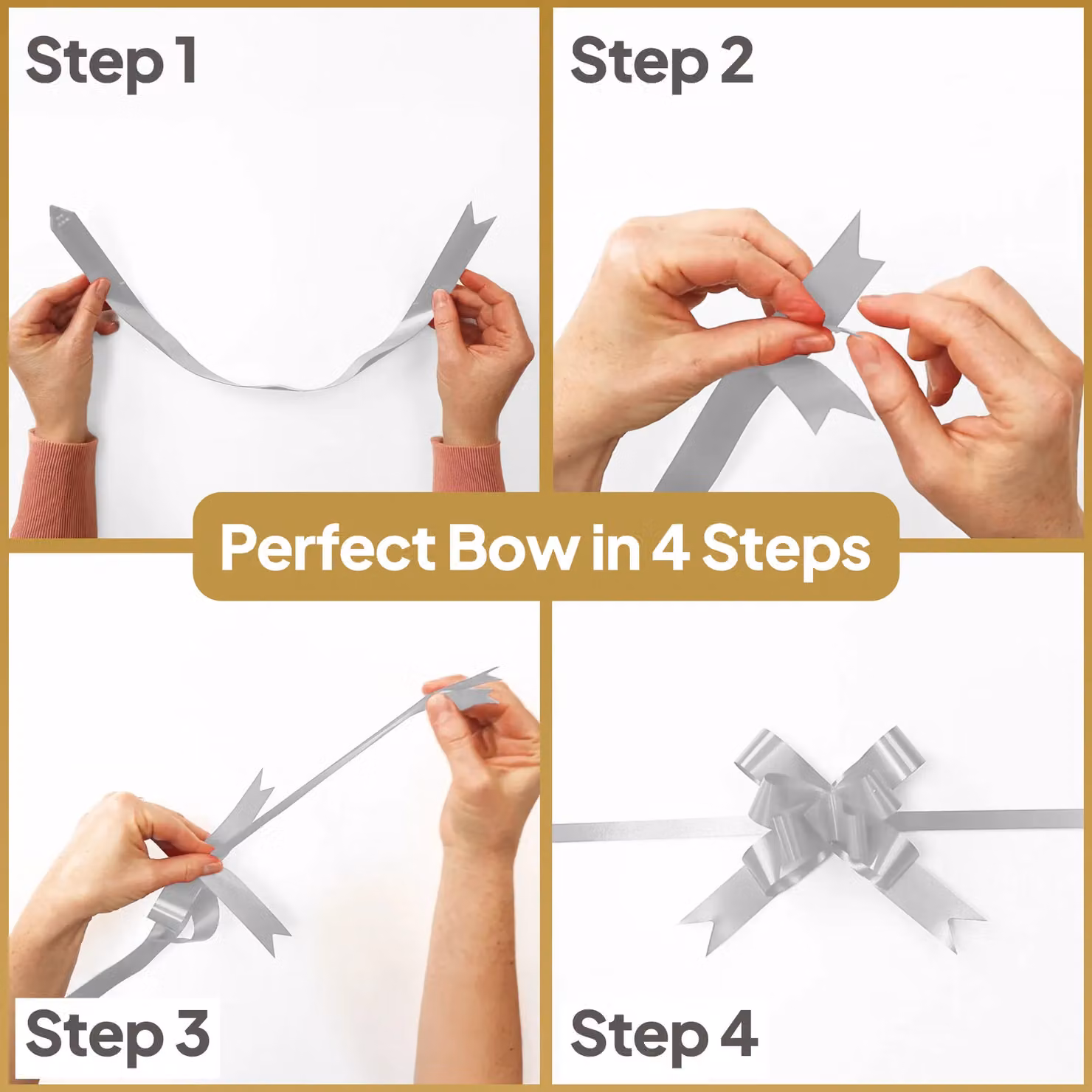 Shatchi 30-Piece Silver Plastic Pull Bows for Gift Wrap and Hampers, 5 cm Diameter – 6