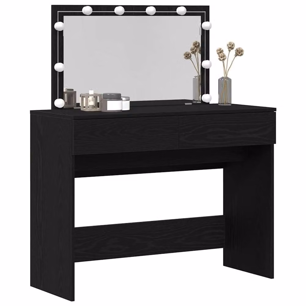 Berkfield Home Modern Black Oak Dressing Table with Hollywood LED, W/D/H: 100 x 40 x 120 cm – 3