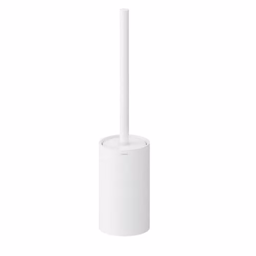 COSMIC Architect Stylish Modern Metal Toilet Brush with Circular Freestanding Holder in Matte White