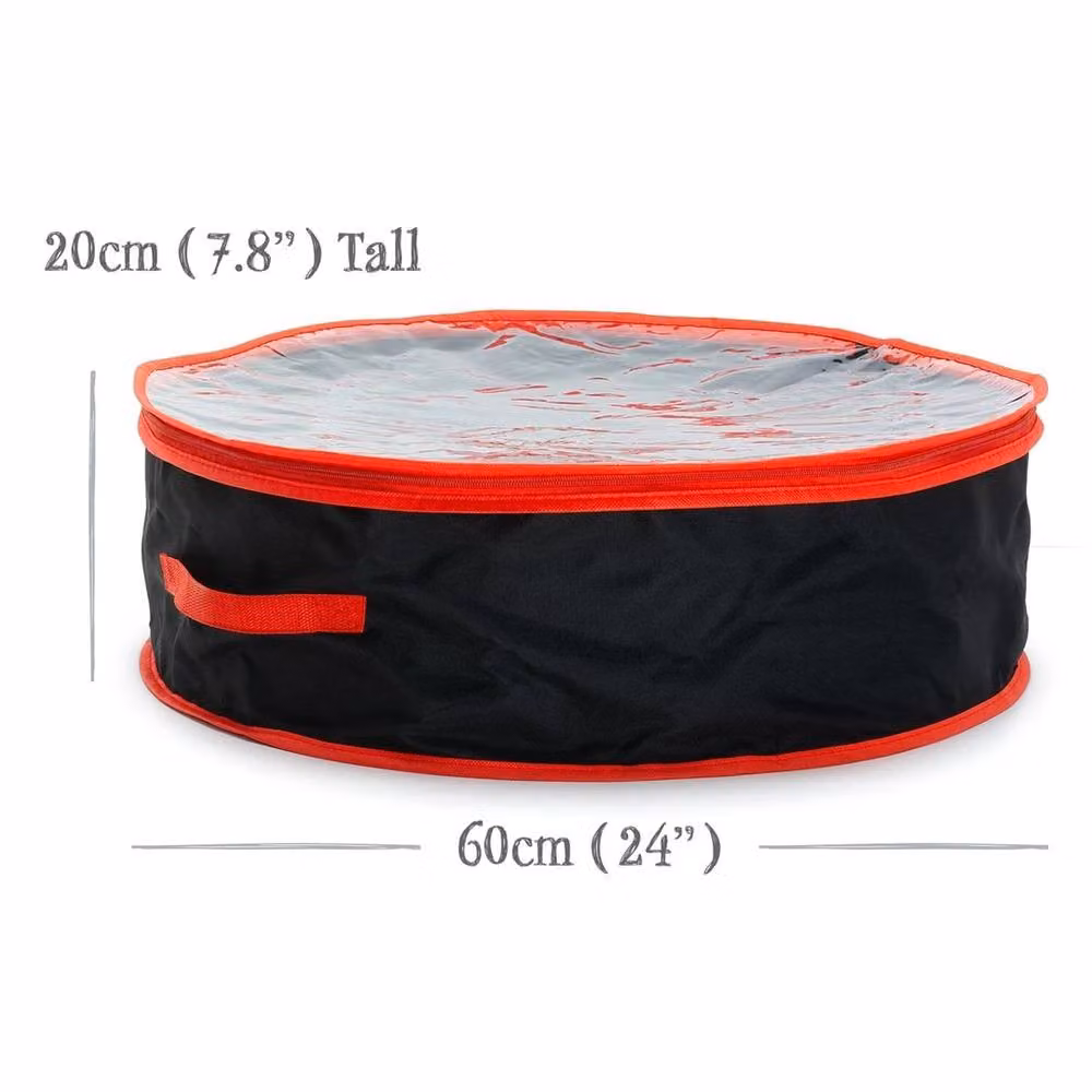 Nordara Black Round Zipped Christmas Wreath Storage Bag with Handles, Diameter: 60 cm – 2