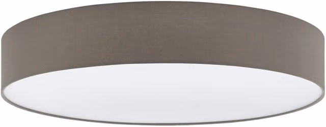 Loops Flush Ceiling Light in White with Taupe White Fabric Shade, E27, W: 150 cm, D: 150 cm, H: 76 cm