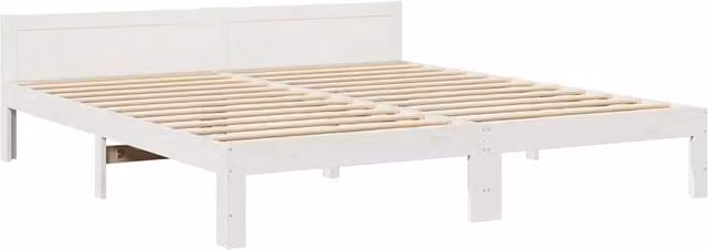 Berkfield Home Solid Wood Pine Bed Frame, White, W/D/H: 160 x 200 x 203.5 cm