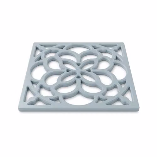 Zeal Square Silicone Non-Slip Heritage Trivet Mat in Blue, W/D: 18 x 18 cm