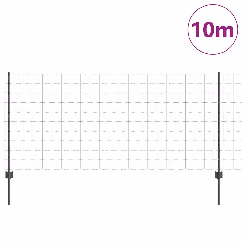 Berkfield Home Garden Grey Powder-Coated Steel Fence Set of 2, W: 1 m, H: 1 m – 2