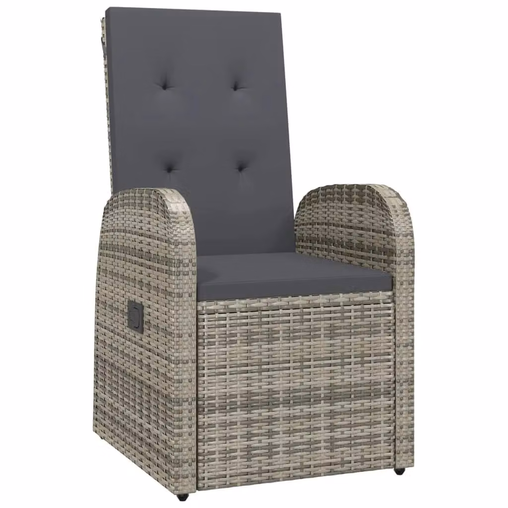 Berkfield Home Reclining Garden Chairs with Cushions, 2 Piece Set, Grey Poly Rattan and Steel – 3