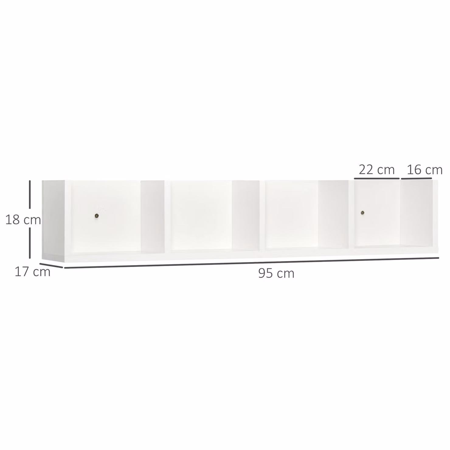 HOMCOM Set of 2 White Wooden Wall Mounted Media Storage Racks with 4 Cubes for CD, DVD and Blu-ray Organising – 3