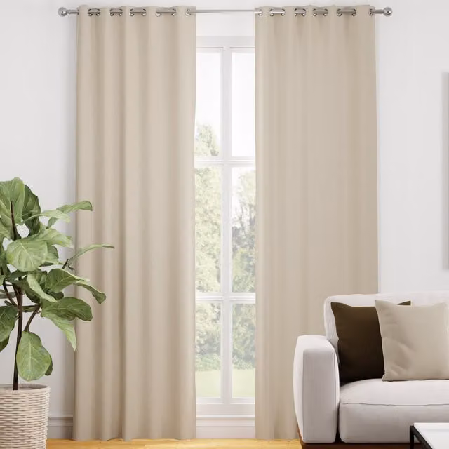 Terrys Kansai Plain Made to Measure Blackout Eyelet Curtain Panel in Beige