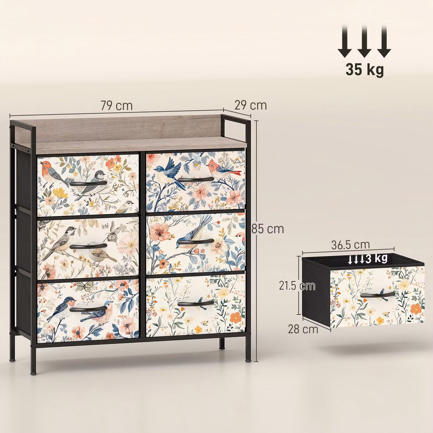 HOMCOM Modern White Metal 6-Drawer Chest of Drawers – 3