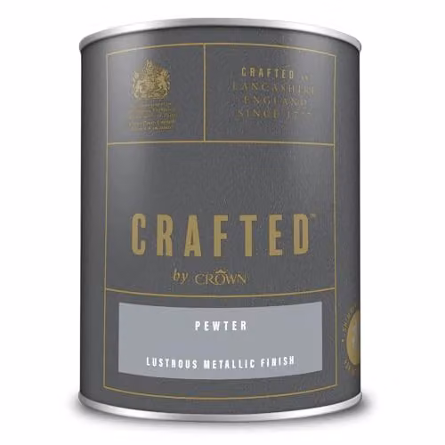 Crown Crafted Metallic Emulsion Paint for Walls and Wood, Silver Grey, 1.25 l – 3