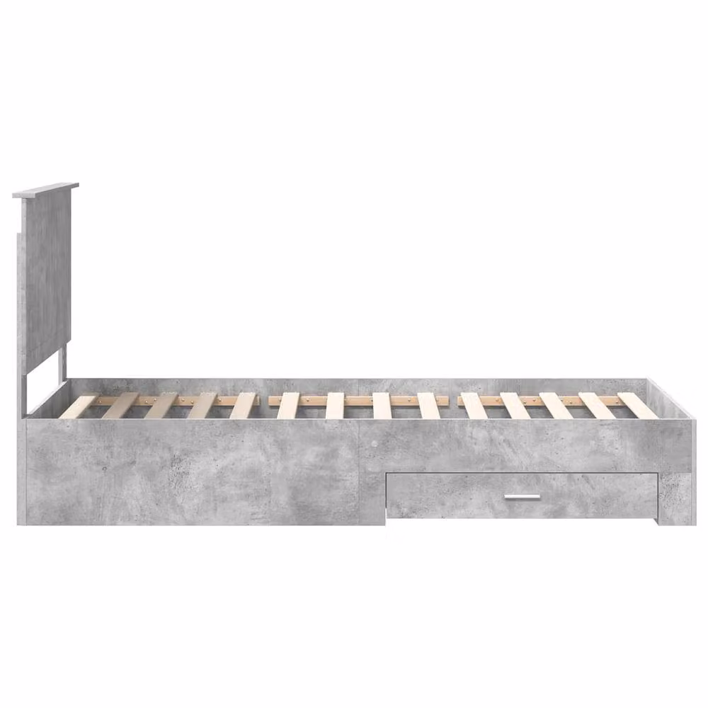 Berkfield Home Modern Bed Frame with Drawer in Concrete Grey, W/D/H: 90 x 200 cm, Engineered Wood – 2