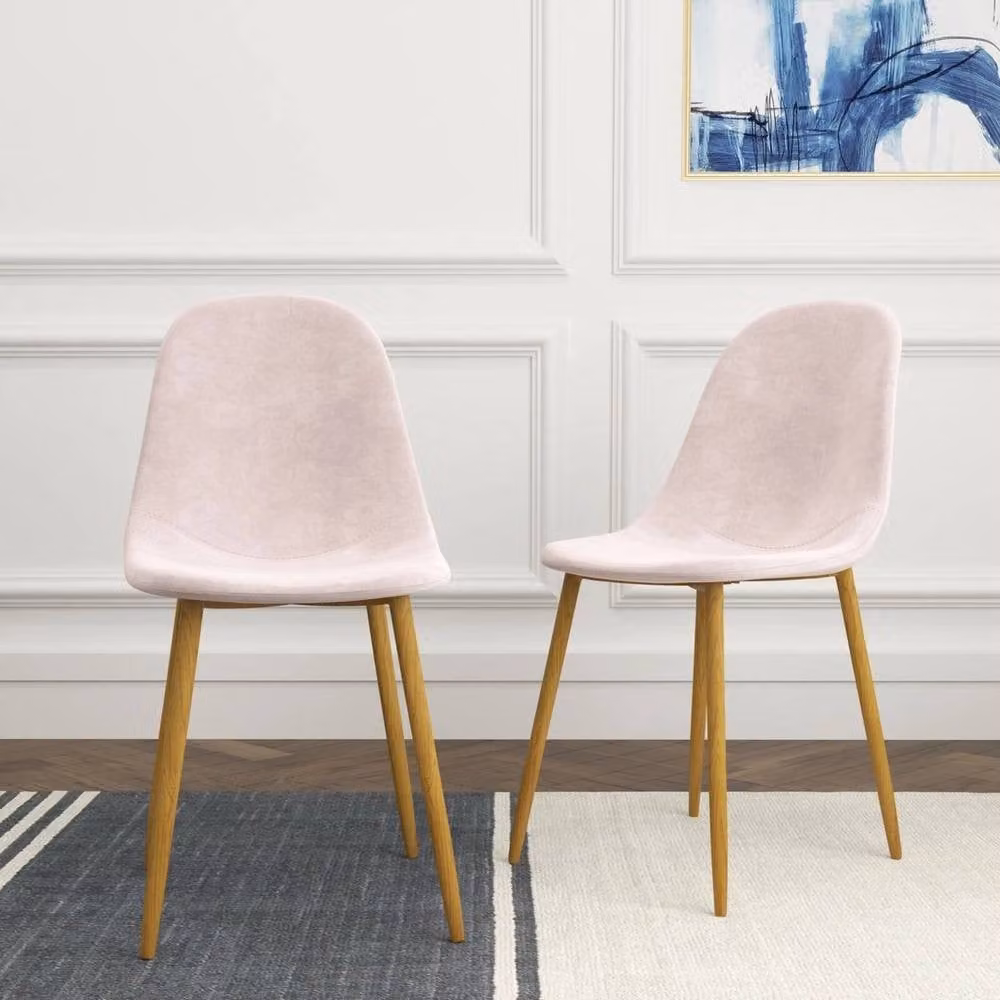 KORVIXA Pair of Pink Velvet Modern Designer Dining Chairs – 2