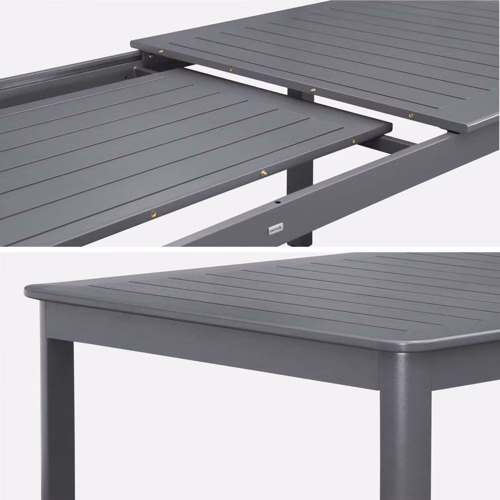 Sweek 10-seater extendable rectangular aluminium garden table in anthracite grey – 3