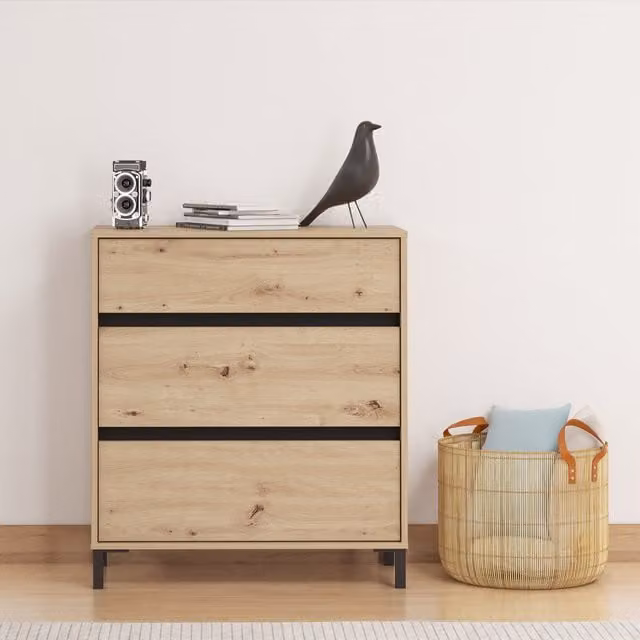 Dorel Home MARRON Cabinet 80 in Artisan Oak and Black Cashmere
