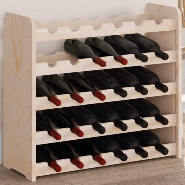 Berkfield Home Rustic Solid Pine Wine Rack, Brown, W/D/H: 67.5 x 25 x 60 cm