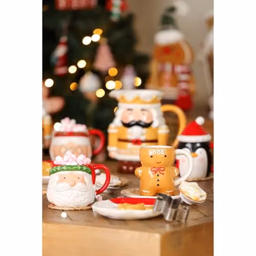 Widdop and Co Santa and Friends Gingerbread Man Ceramic Mug in Brown, White and Red – 3