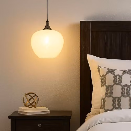 Globo Lighting Modern Suspended Sphere Pendant Light with White Glass and Chrome Metal Finish for Dining Rooms – 4