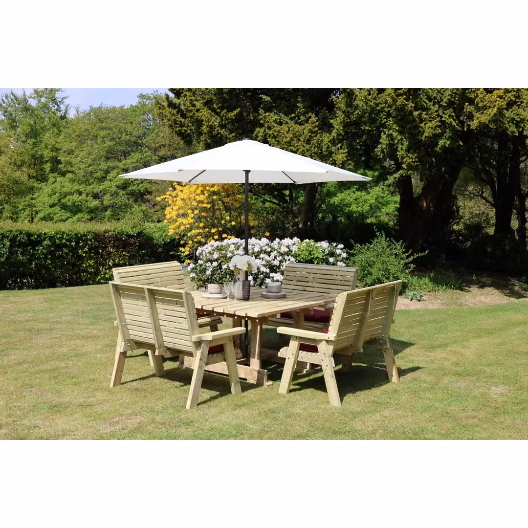 Churnet Valley Garden Furniture Ltd Ergo 8 Seat Square Table with Cushions in Brown – 2