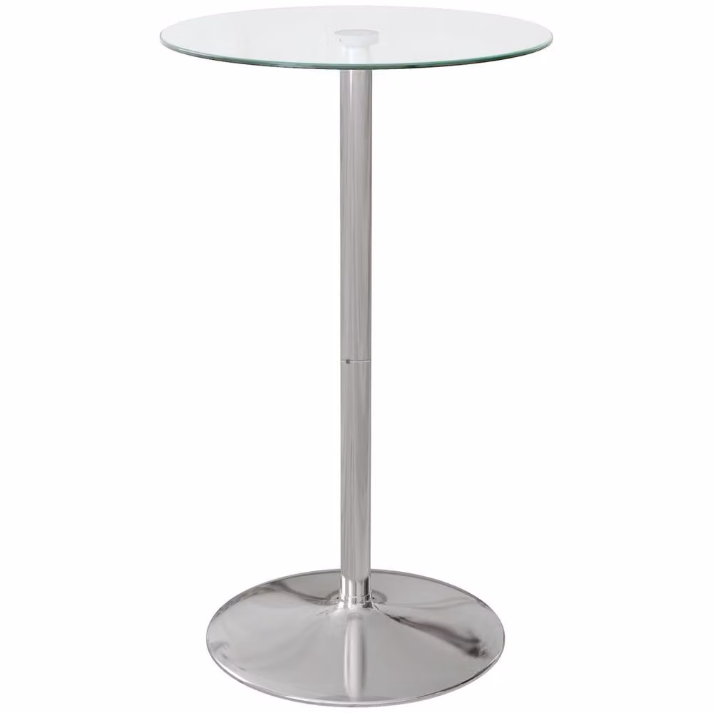 Wyld Haus Lorapa Round Clear Tempered Glass High Top Bistro Table with Steel Base, W/D/H: 60 x 60 x 102 cm – 2