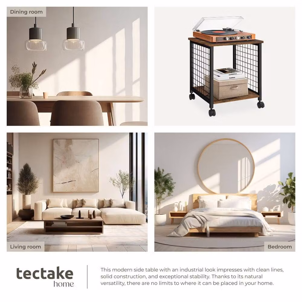 tectake Gary Industrial Bedside Table in Dark Brown and Black – 5