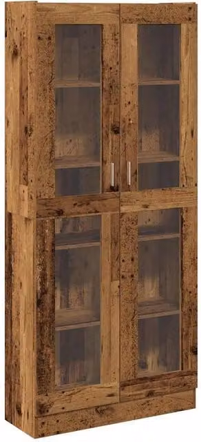 Berkfield Home Classic Highboard in Brown with Glass Doors and Internal Shelves, W: 82.5 cm, D: 30.5 cm, H: 185 cm – 1