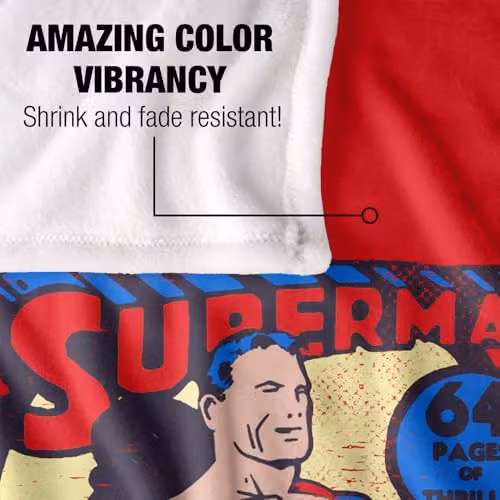 LOGOVISION DC Originals Superman Silky Touch Super Soft Fleece Throw Blanket, Multicolour, W: 91.44 cm x L: 147 cm – 3
