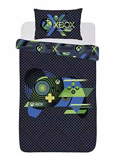Xbox Reversible Single Duvet Cover and Pillowcase Bedding Set, Blue and Multicolour, W/D/H: 135 x 200 cm and 50 x 75 cm – 2
