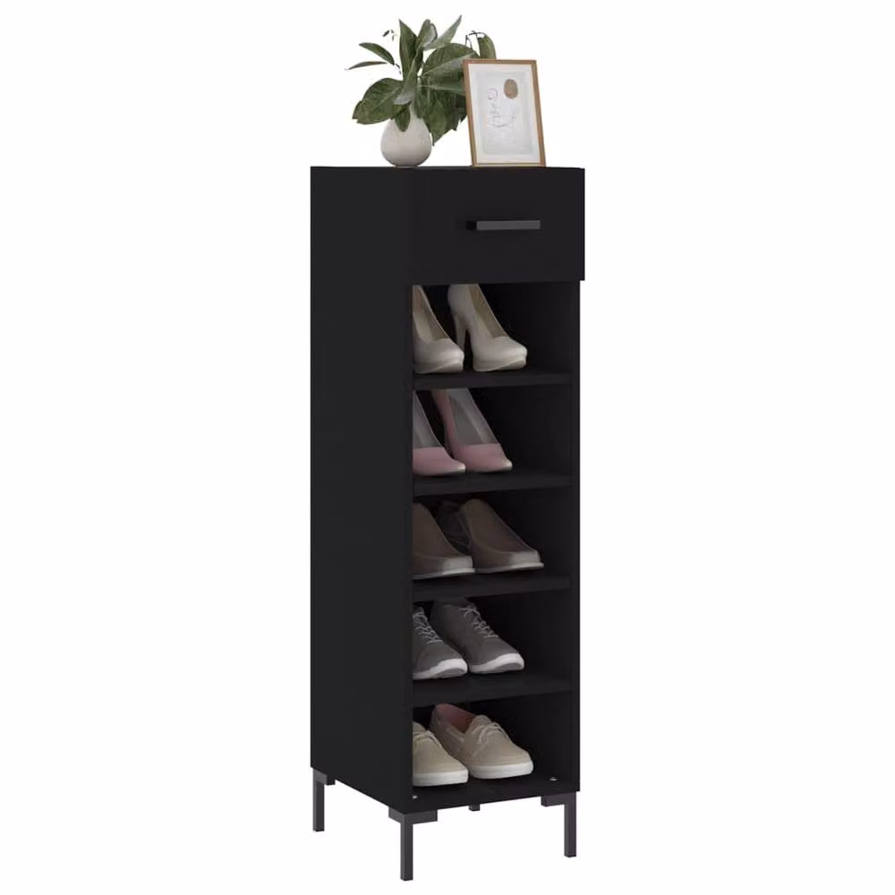 Berkfield Home Industrial Black Wall Mounted Shoe Cabinet with Internal Shelves and Drawers W/D/H: 30 x 35 x 105 cm – 3