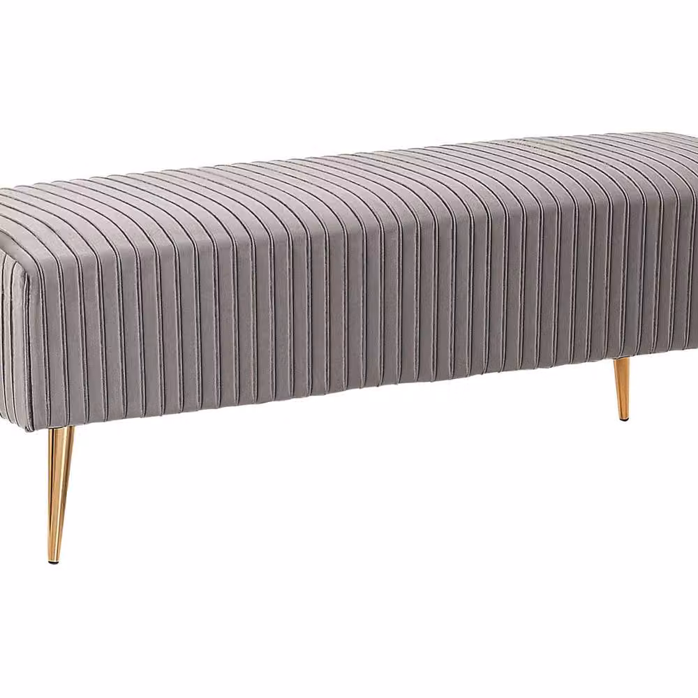 Wyld and Coco Grey Velvet Bench with Gold Metal Legs W/D/H: 118 x 40 x 42 cm – 2