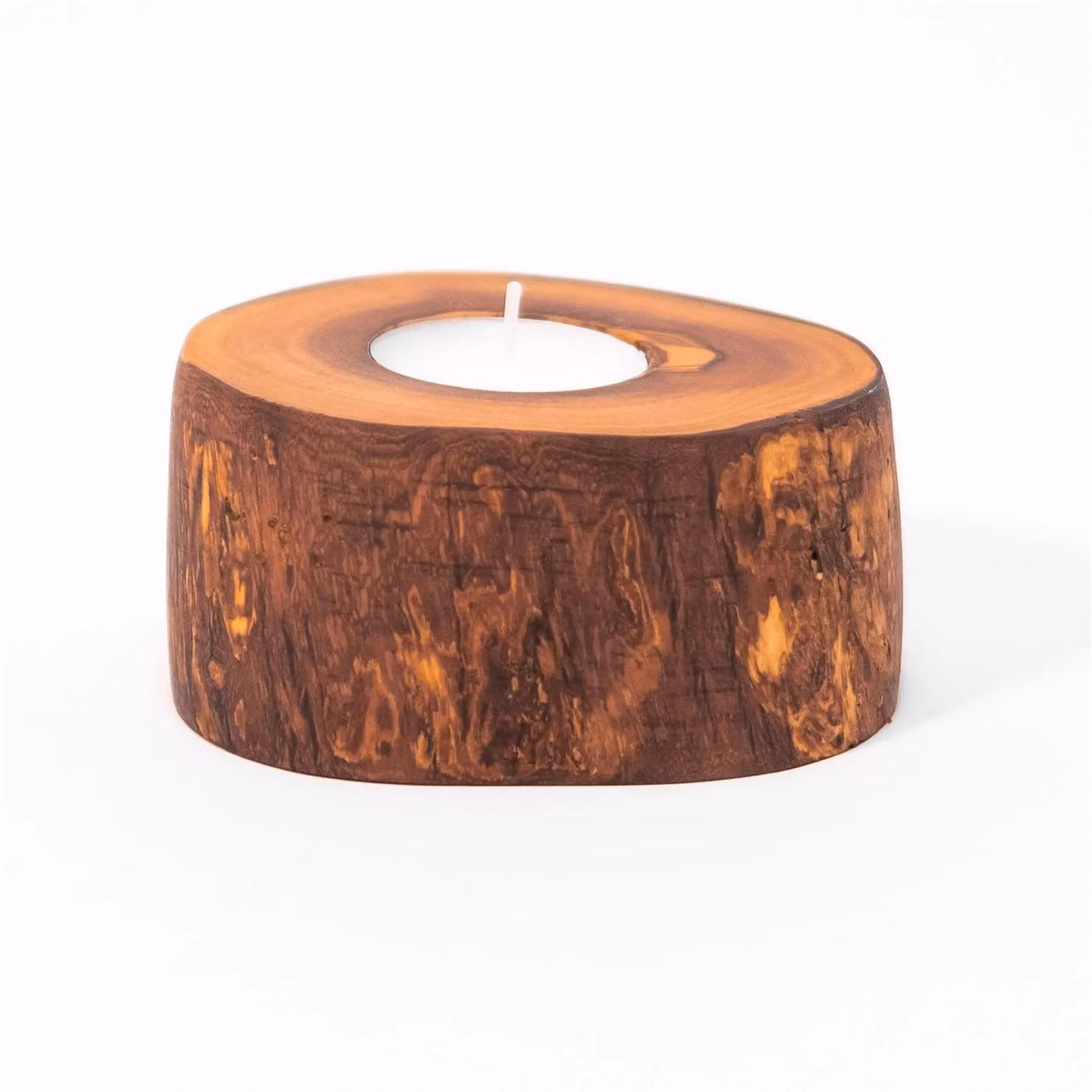 Verano Spanish Ceramics Set of 2 Rustic Brown Olive Wood Tea Light Holders – 2
