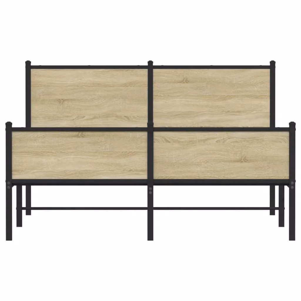 Berkfield Home Metal Bed Frame in Sonoma Oak, Brown, W/D/H: 140 x 190 cm – 2