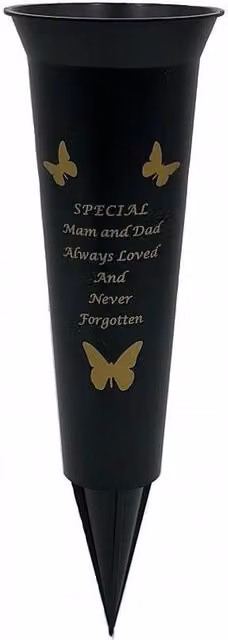 David Fischhoff In Loving Memory Mam & Dad Spiked Grave Flower Vase in Black and Gold – 3
