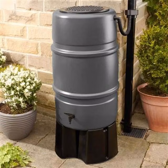 Harcostar 227 Litre Freestanding Rain Barrel Kit in Anthracite Grey