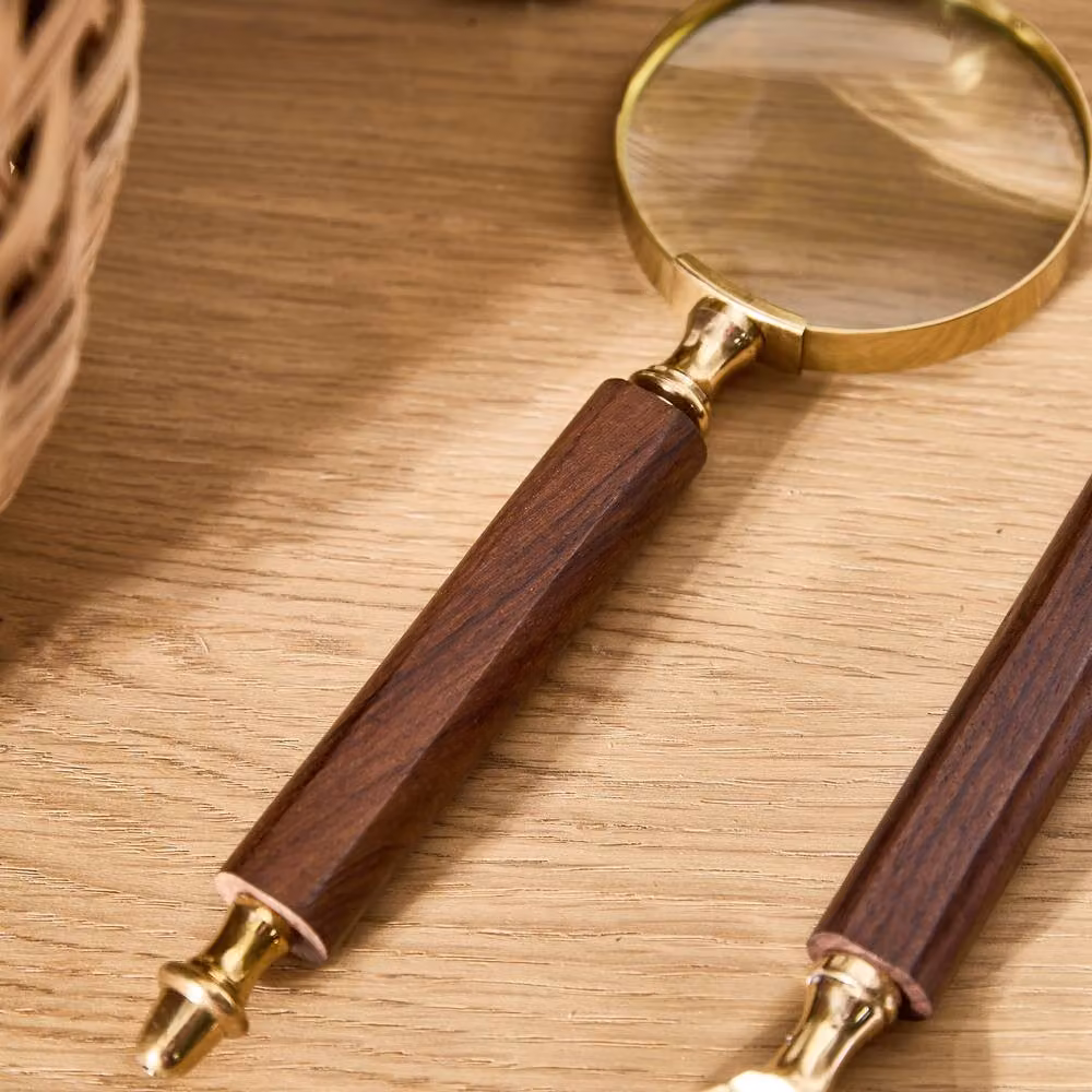 Dibor Vintage Brass Magnifying Glass and Bottle Opener Gift Set in Brown – 2