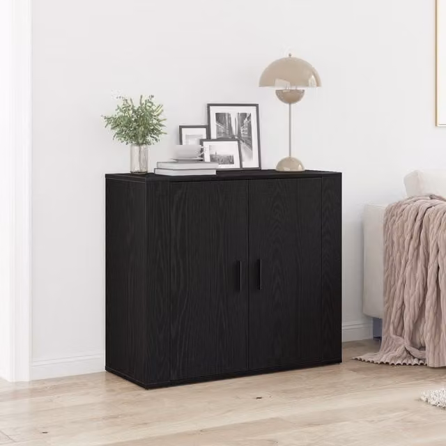 Berkfield Home Black Oak Modern Sideboard, W/D/H: 80 x 33 x 70 cm
