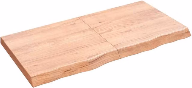 Berkfield Home Table Top Light Brown Treated Solid Wood Oak W/D/H: 120 x 60 x (2-6) cm