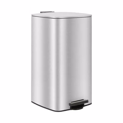 Harbour Housewares 30L Square Stainless Steel Kitchen Pedal Bin in Silver with Soft-Close Lid and Removable Inner Bucket, W/D/H: 33.5 x 28.0 x 54.5 cm – 1