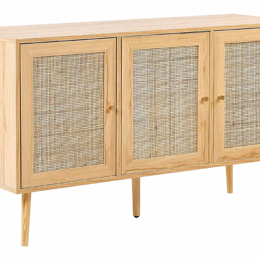 Wyld and Coco 3-Door Rattan Front Sideboard in Brown, W/D/H: 120 x 40 x 71 cm – 2