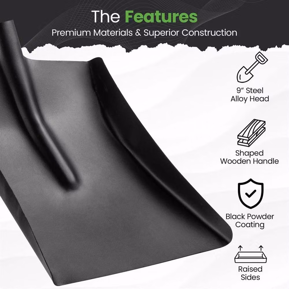 EONLION Black Metal Hand Coal Shovel with Wood Handle – 3