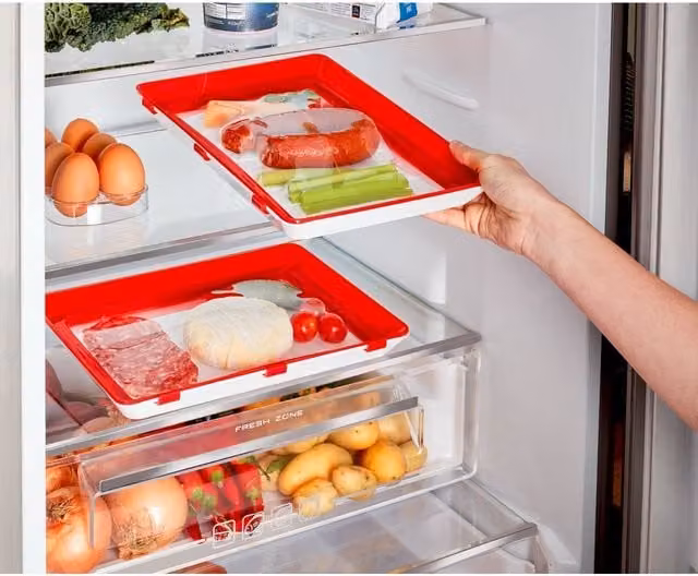 mysmartbuy Set of 2 Airtight Silicone Vacuum Seal Food Storage Trays, W: 30 cm, D: 23 cm, H: 3 cm – 1