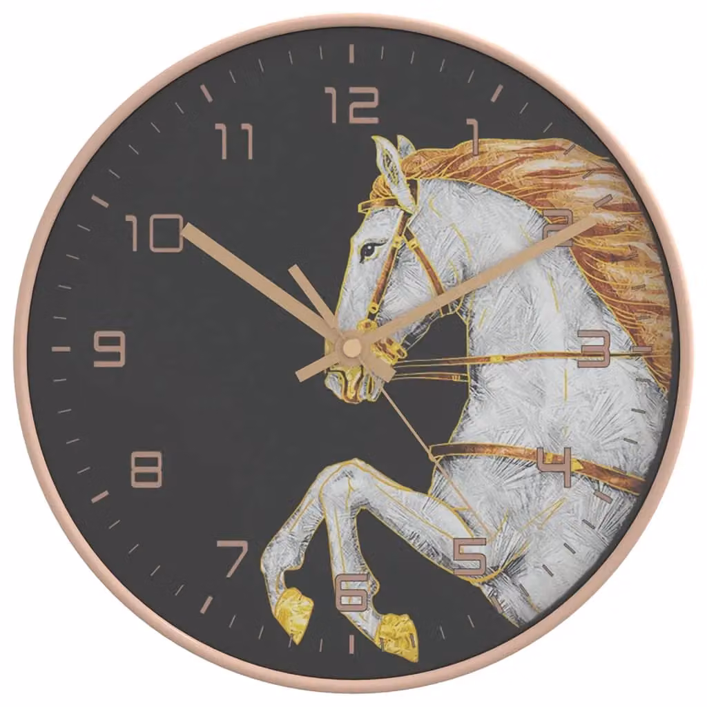 Berkfield Home Silent Analog Quartz Wall Clock in Gold, White and Black, Diameter: 29.5 cm – 2