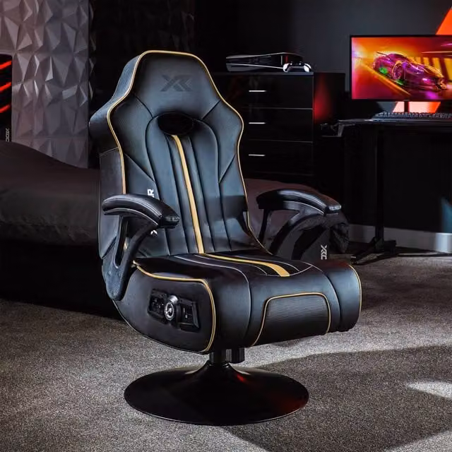 X Rocker Torque 2.1 Audio Console Gaming Chair in Gold and Black – 1
