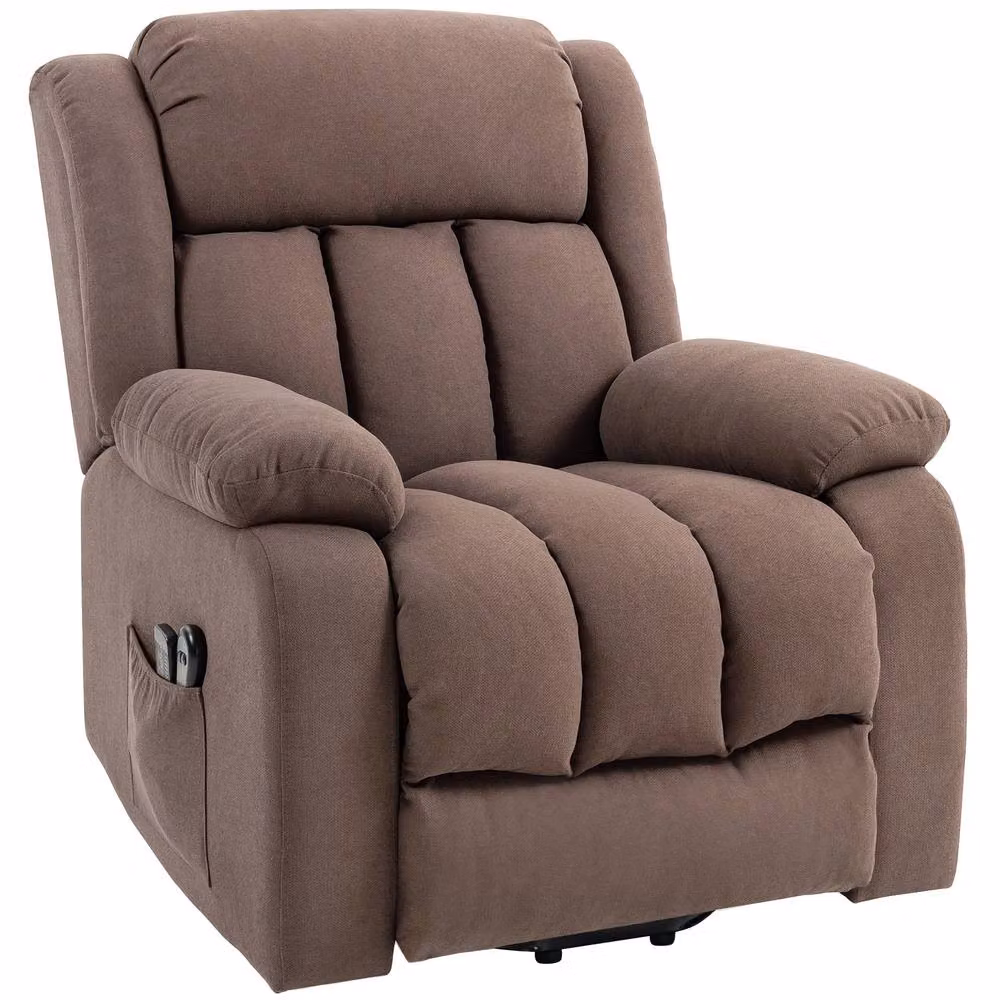 STILVORA Brown Fabric Powered Lift Assist Recliner Chair with Armrests – 4