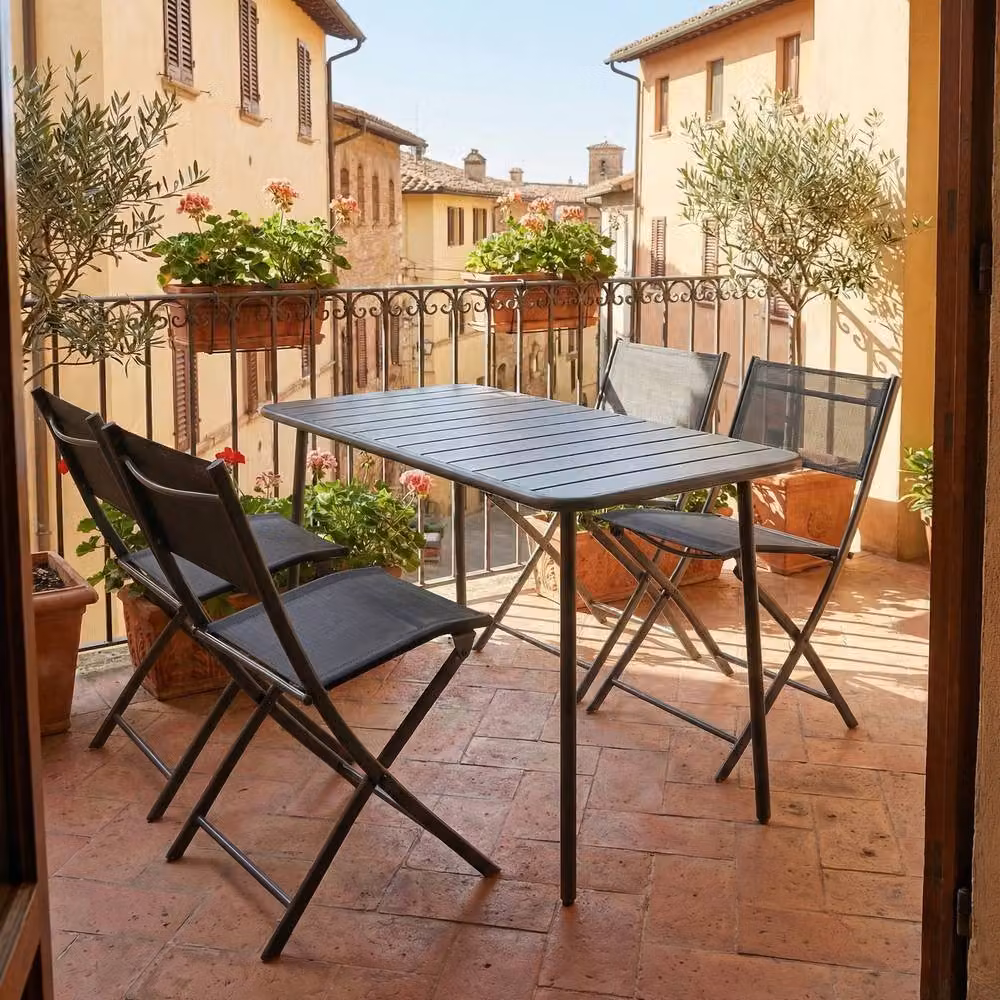 VCM Sumila 4-piece Set of Black Folding Metal Garden Chairs – 2