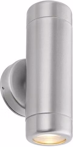 Netlighting Odyssey Dimmable Outdoor Wall Light in Grey Brushed Stainless Steel and Clear Glass with 2 x GU10 Lamps IP65 Rated