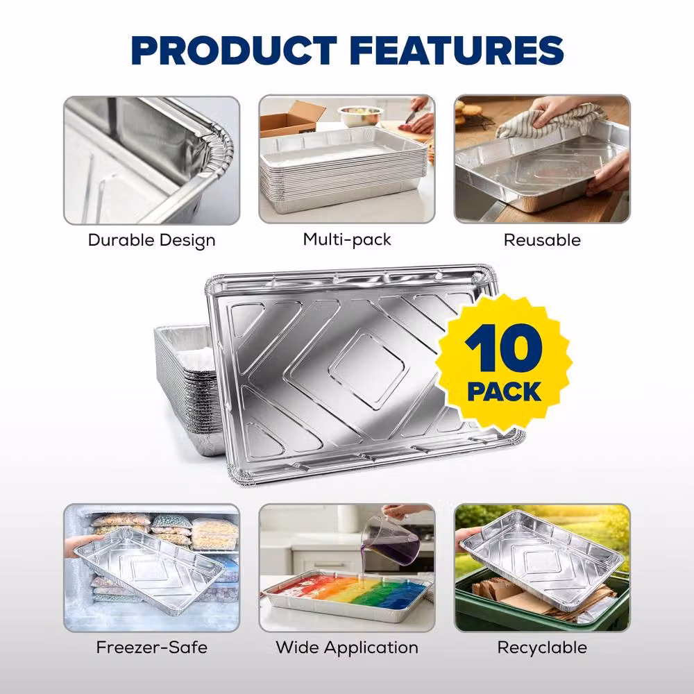 ebake Silver Aluminium Foil Roasting Trays, 10 Pack – 3
