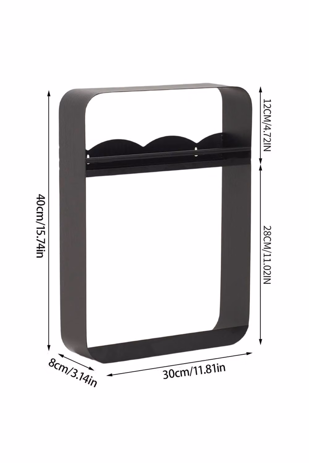 Living and Home 2-tier Wall-Mounted Metal Spice Rack Organiser in Black, W: 40 cm, H: 30 cm – 4